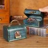Vintage Wooden Jewelry Box with Combination Lock and Handle for Film Props
