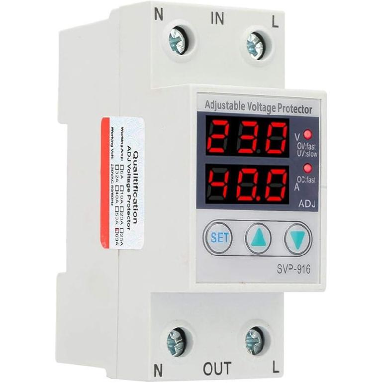Fafeicy Intelligent Single Phase Adjustable Over Voltage Under Voltage Current Protector, Current Protective Device Overvoltage Protection 230VAC 50