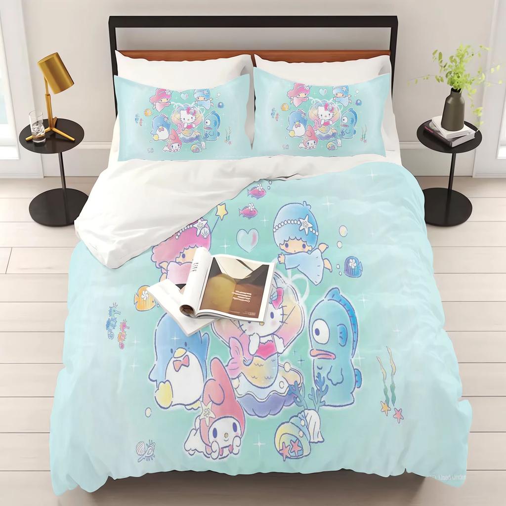 Sanrio Series 3-Piece  One Piece Bedding Set Comforte Luxus  Exquisite Birthday Gift  Polyester Home Decor