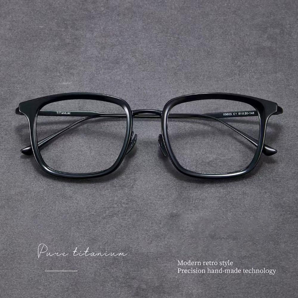 

Pure Titanium Square Glasses Frame Retro Vintage Eyeglasses Lightweight Optical Frames for Men Women Prescription Myopia
