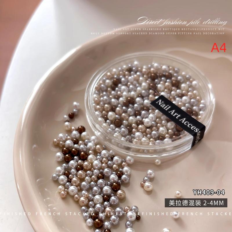 2-4mm Decorative Nail Pearls Resin Charms Stylish Beads for Creative Manicures