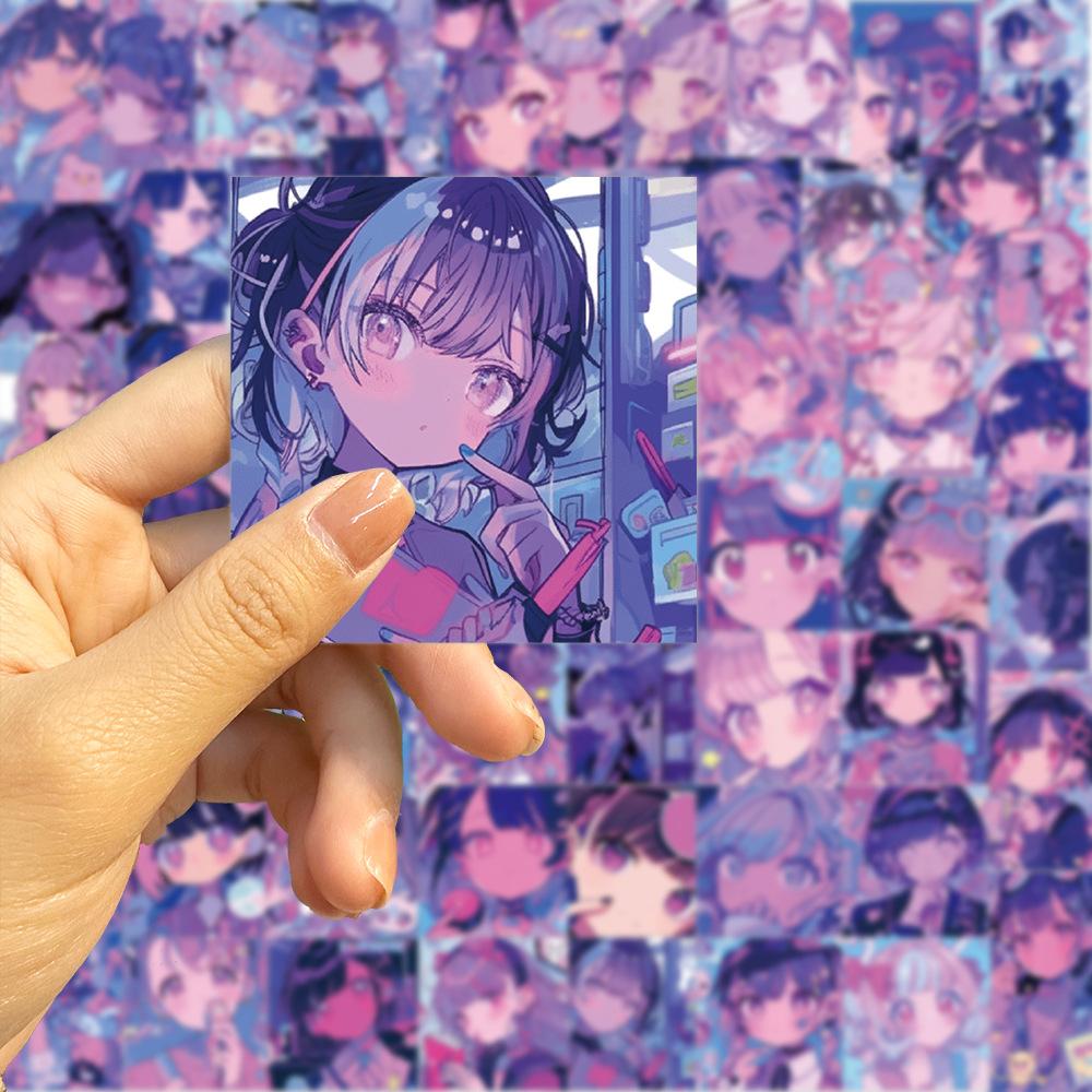 61 Purple Steam Wave Girl Graffiti Stickers Decorate Guitar Notebook Suitcase DIY Waterproof