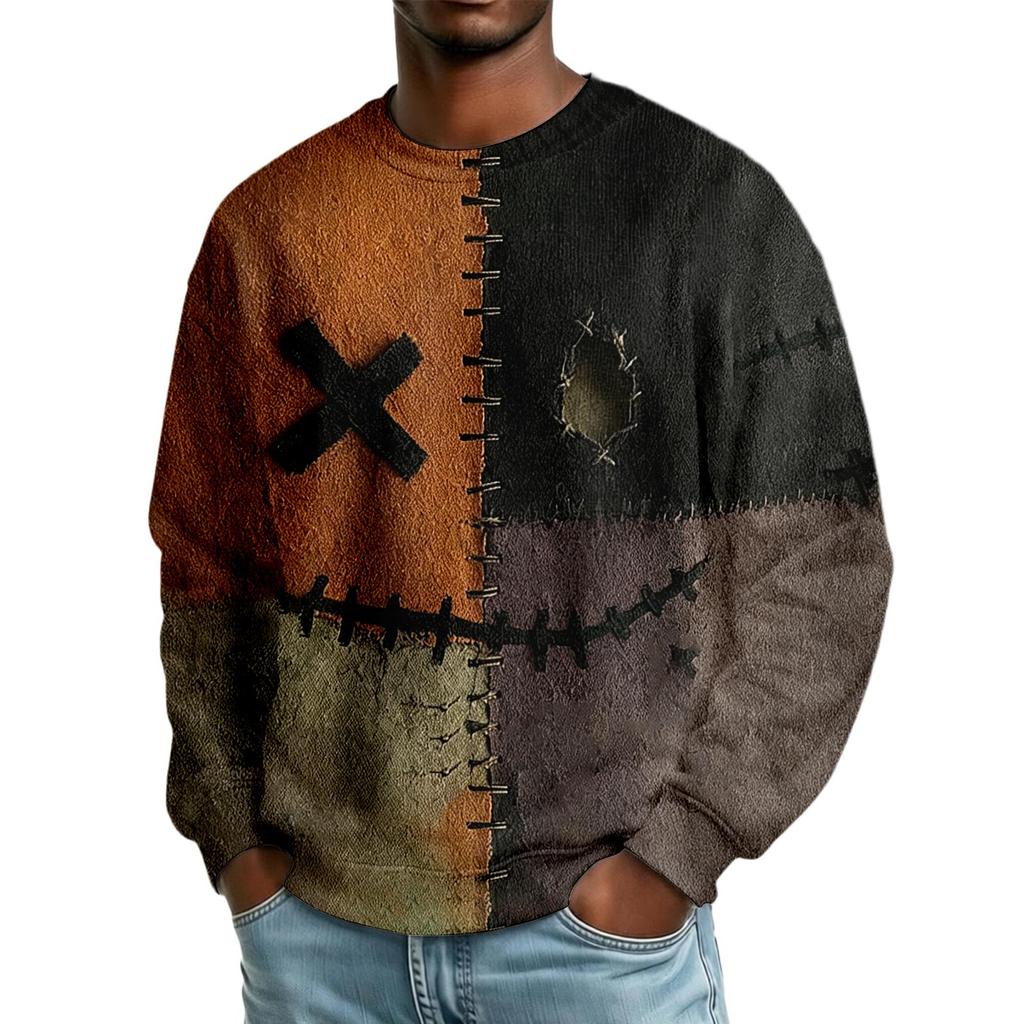 Men's Halloween Printed Long Sleeve Sweatshirt Casual Pullover