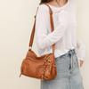 Vintage Stil Crossbody Çanta, PU Deri Omuz Çantası, Kadınlar İçin Dokuma Çok Cepli Çanta