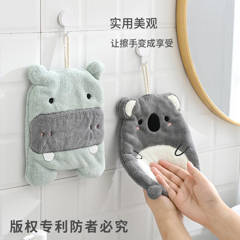 Serviettes de toilette adorables pour enfants, motif dessin animé, en polaire corail absorbante pour la cuisine et la salle de bain