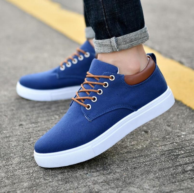 Fashion Men Shoes Canvas Sneakers Flats Lace up Leisure Loafers Fashion Comfort Rubber Sole Non Slip Sneakers Size 39-46