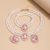 3Pcs/set French Elegant Elegant Multi Layer Imitation Pearl Jewelry Set 2025 Summer Party Wedding Gift Beaded Choker Necklace Earrings Sets for Women