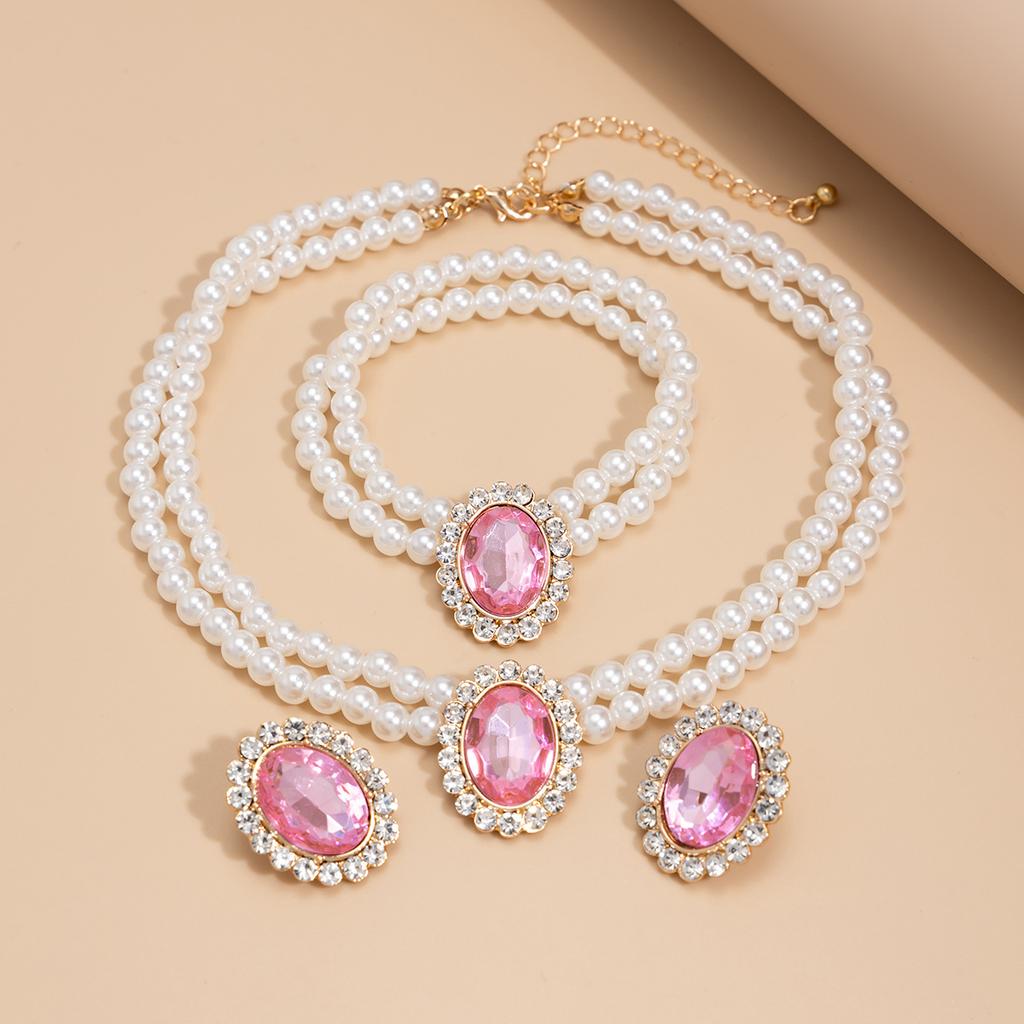 3Pcs/set French Elegant Elegant Multi Layer Imitation Pearl Jewelry Set 2025 Summer Party Wedding Gift Beaded Choker Necklace Earrings Sets for Women