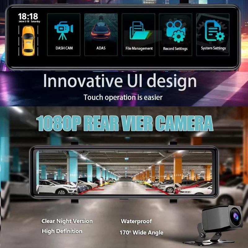 10.1″ 4K HD WiFi Mobile Internet Dashcam, In-vehicle GPS, ADAS, 24-hour Monitoring and Streaming Media Playback
