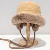 Plush Cycling Bucket Hat Winter Thicken Anti-Cold Ear Protection Fisherman Hats Snow Outdoor Warm Lacing Cap Gifts