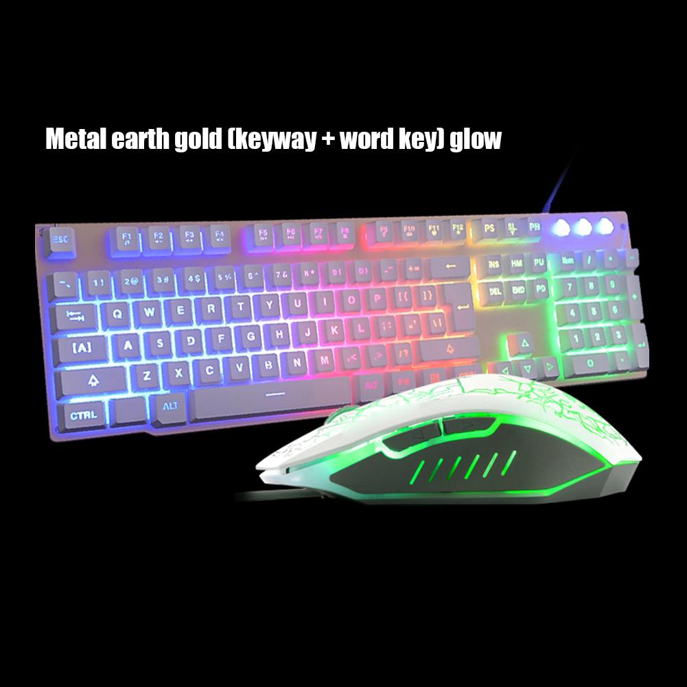 

LED Backlit Gaming Keyboard PC Laptop Ergonomic 104 Keys USB Gaming Wired Keyboard Mouse Mat Set білий