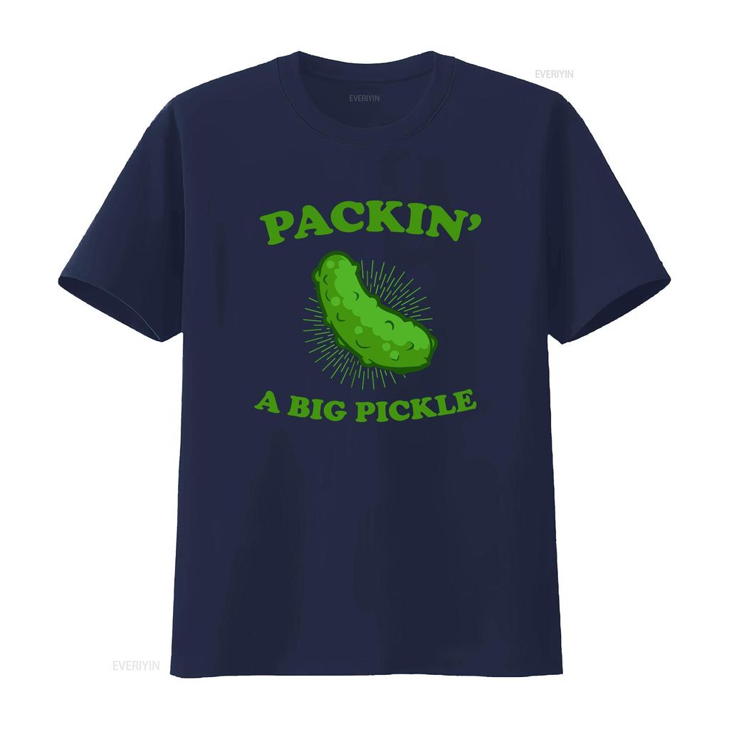 Packin A Big Pickle For Lovers T Shirt Vintage Washed Casual Slightly Streetwear Designer Clothes Unisex Homme Versatile