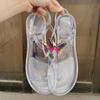 Large Size 42 Fashion Woman Jelly Shoes   Transparent Women's Sandals Summer Simple Butterfly PVC Beach Crystal