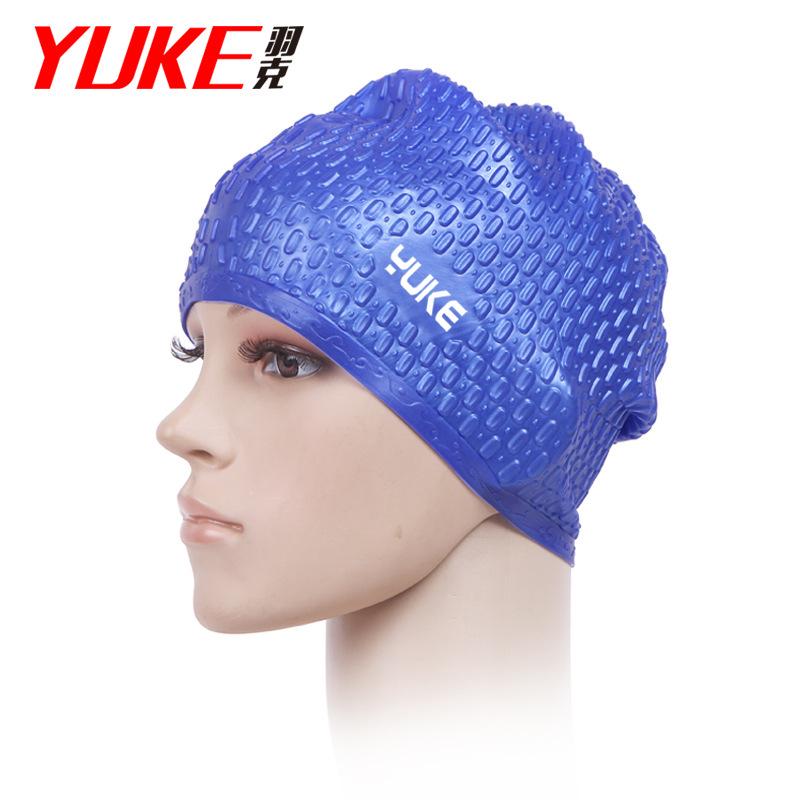 Large Silicone Swim Cap for Adults - Bubble Design, Long Hair, Ear & Sun Protection, Waterproof PU