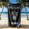Brooklyn Nets Print Customizable Name Beach Towel High Absorbency & Quick-Dry Suitable for Sports Travel Swimming Yoga Bathroom Beach And Pool