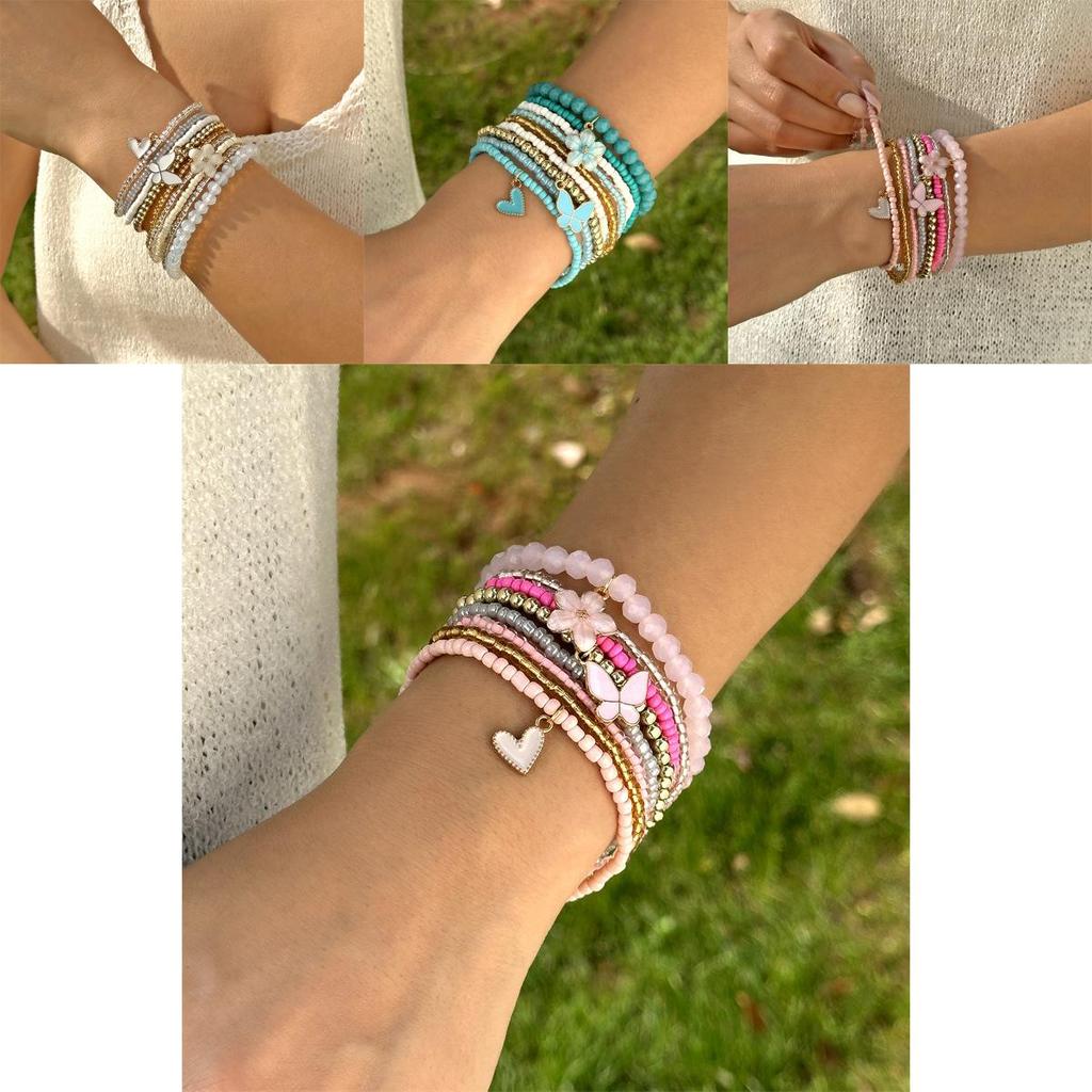 Bohemian Butterfly Bead Bracelet Set With Glass Beads For Womens Travel Gift