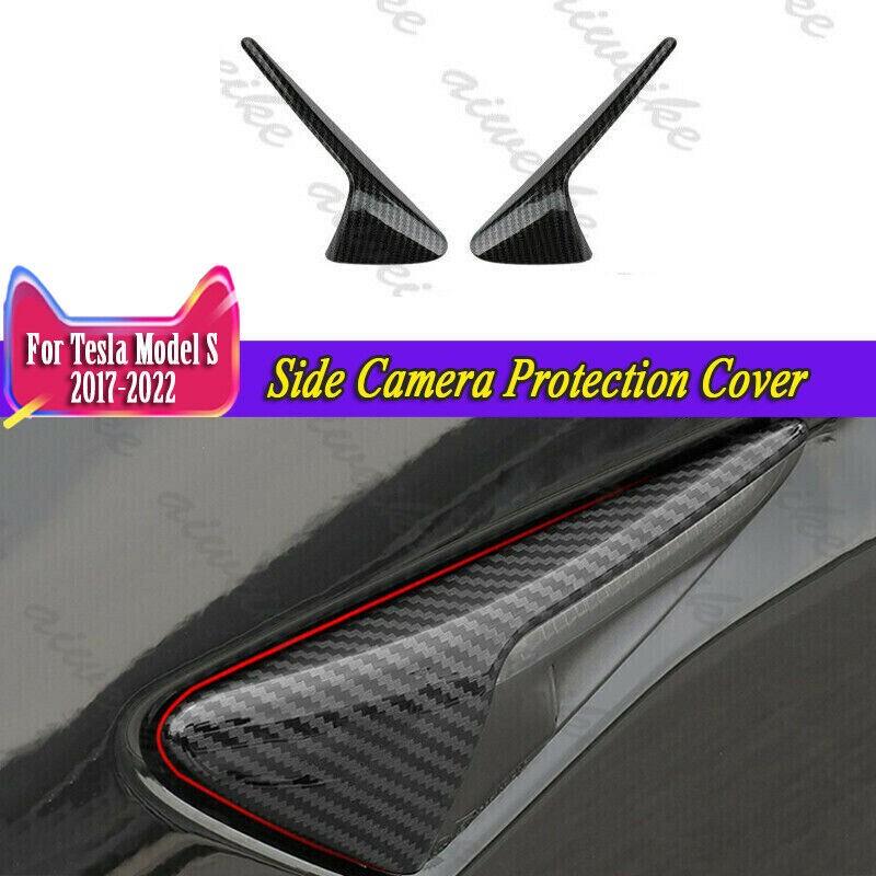 2Pcs/Set Carbon Fiber For Tesla Model S 2017-2023 Side Camera Protection Cover