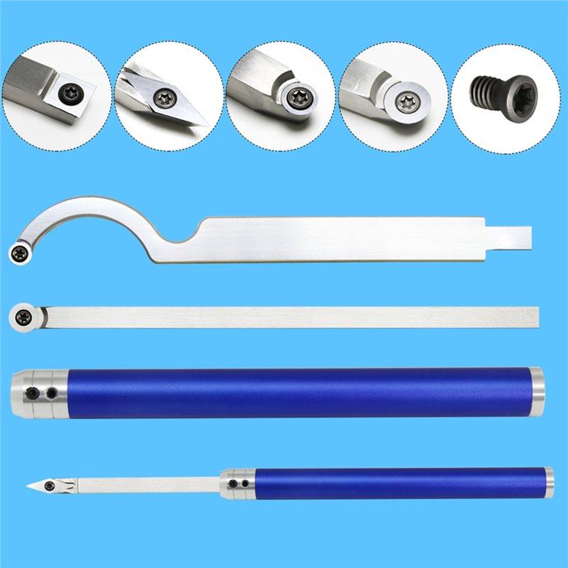 A25F-6-In-1 Woodturning Tool Set With Carbide Inserts And Swan Neck Aluminum Handle For Woodworking Lathe