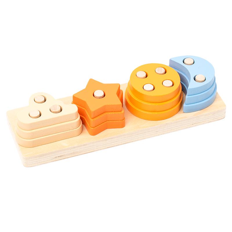 

Wooden Montessori Geometric Shape Stacking Column Toy Set