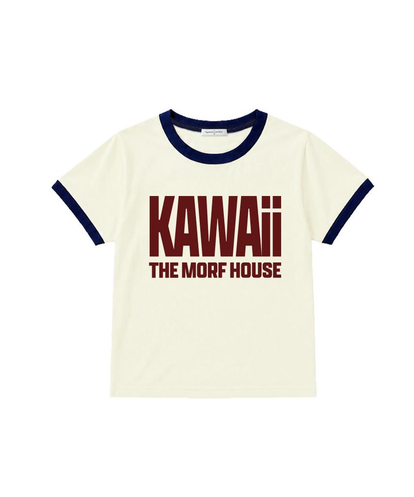 Deomopeuhauseu Kawaii Ringer Short Sleeve T-Shirt White Melange