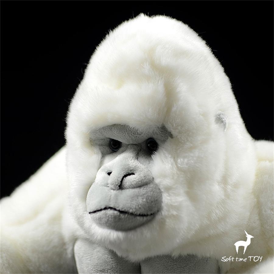 Albino Gorilla Hohe Treue Anime Niedlicher Affe Plüschtier Silberrücken Plüschtiere Lebensechte Tiere Simulation Stofftier Kawaii Spielzeug Geschenk