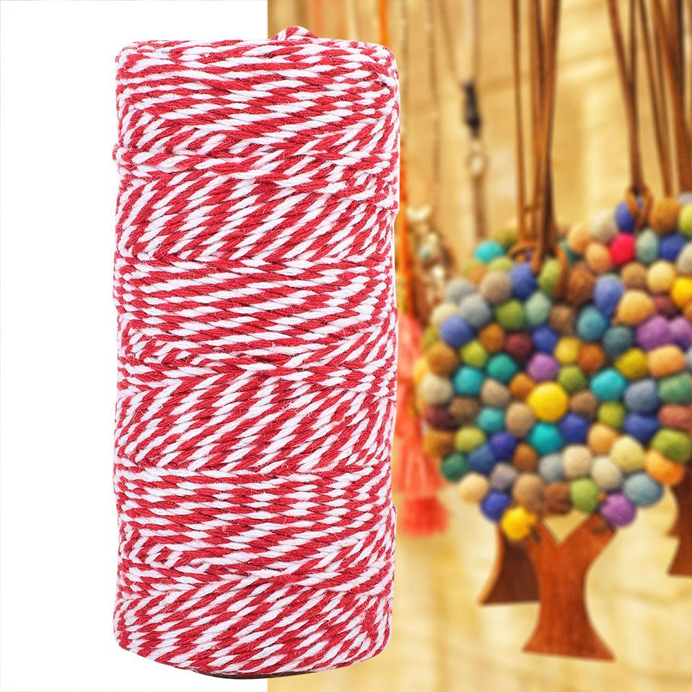 100m Handmade Double Color Cotton Thread Twine String Decoration(red White)