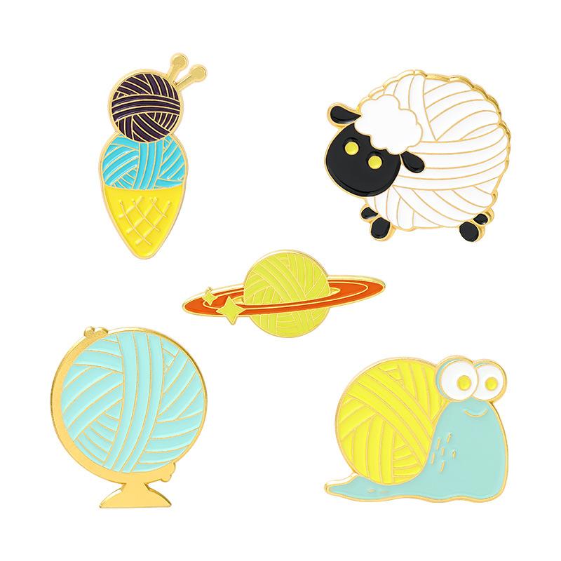 Vibrant Brooch Enamel Set Charming Cartoon Sheep And Snail Brooches For Lovers Fashion