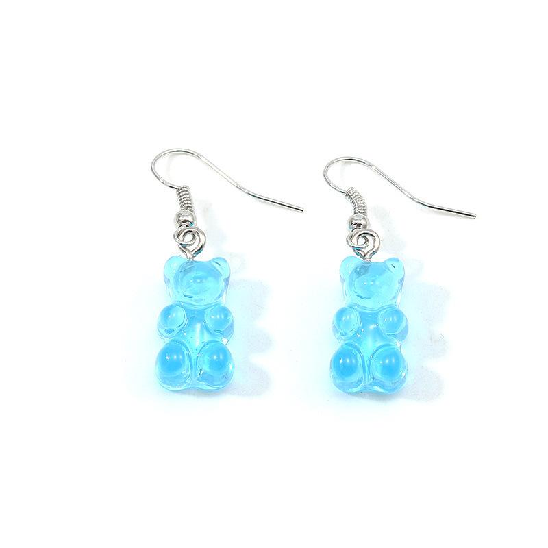 Colorful Jelly Resin Bear Earrings - European & American Fashion