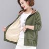 Women's Corduroy Jacket Winter Spring Autumn Plus-size Loose Fleece Hooded Jacket Short