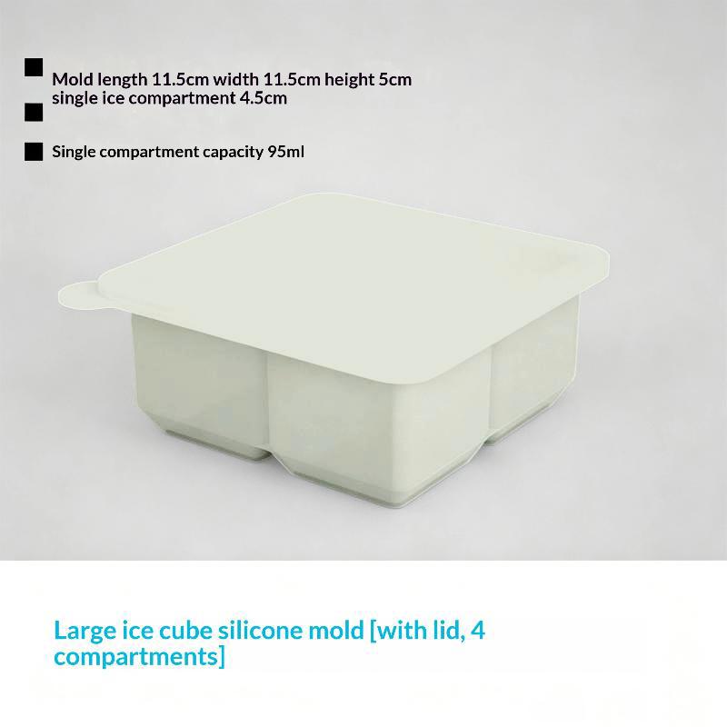 Large Ice Cube Mold with Lid Stackable Soft Silicone Square Tray for Cocktails Camping Use