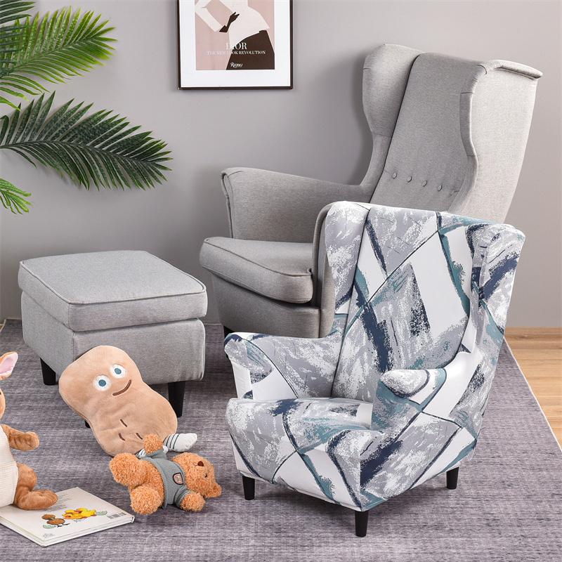 Kinderen Bloemendruk Fauteuilhoes Elastisch Spandex Vleugelfauteuil Overtrek Hoge Rug Enkele Bank Beschermer voor Jongens en Meisjes