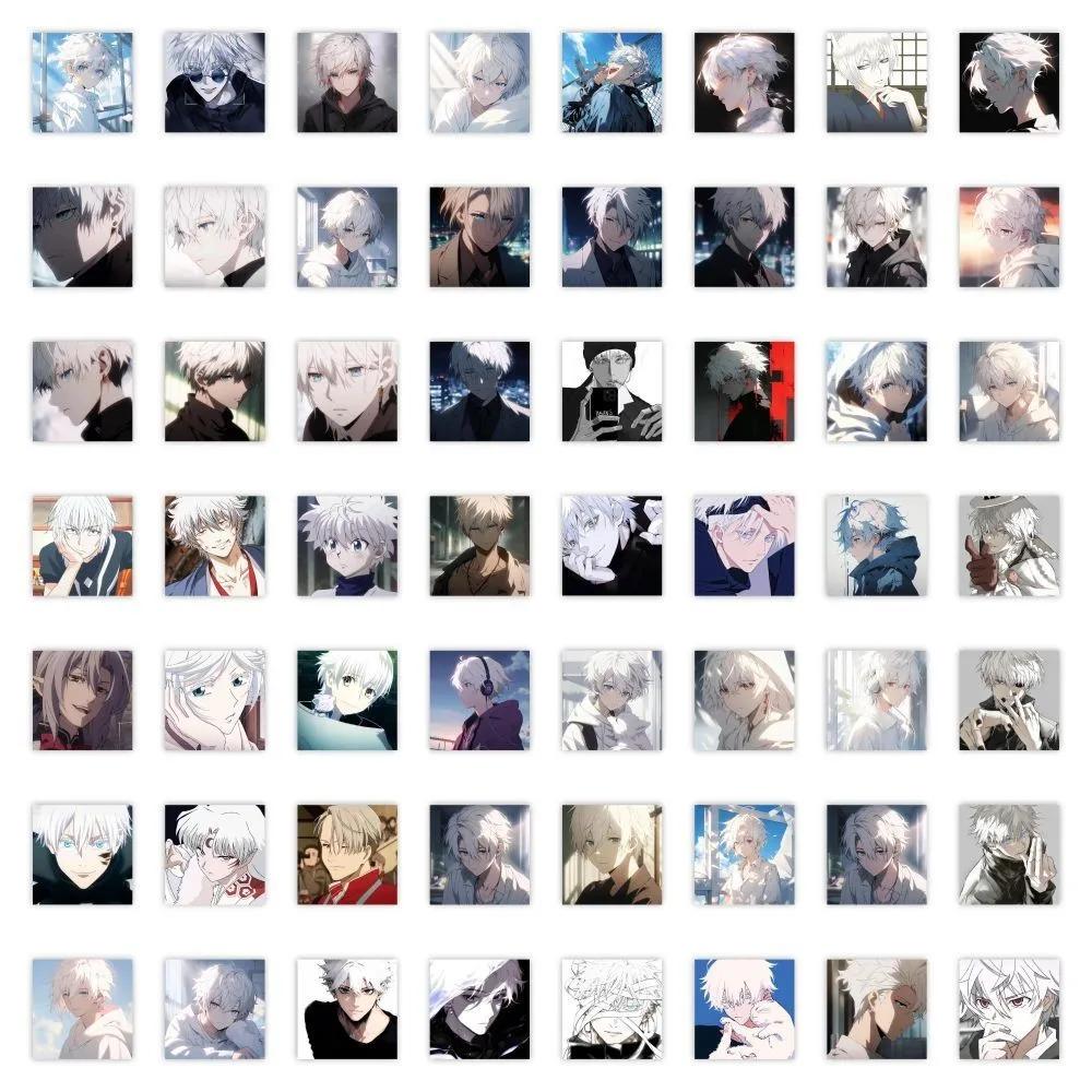59PCS Manga White-Haired Handsome Guy Stickers - Stylish Decor for Notebooks, Phones & DIY Projects AnimeWorlds Store