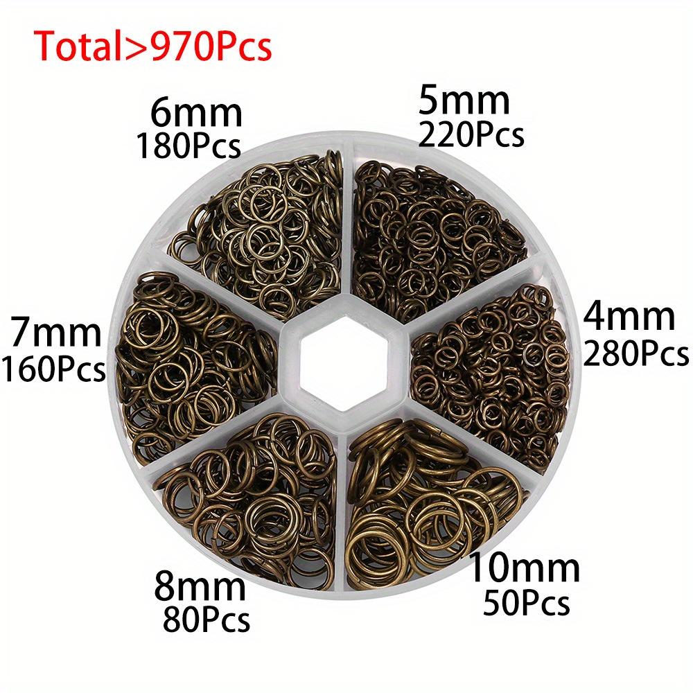 970Pcs Jewelry Earring Accessories 4/5/6/7/8/10mm Single Loop Hanging Ring Jump Ring Iron Ring Ornament Open Ring Round Ring Earring Chain Material