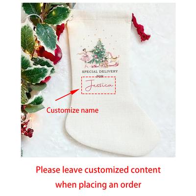 Personalisierter Name Weihnachtssack Nikolausstrumpf Spielzeugsack Frohe Heiligabend Feiertagsdekoration Weihnachtsmann Familie Kinder Geschenk