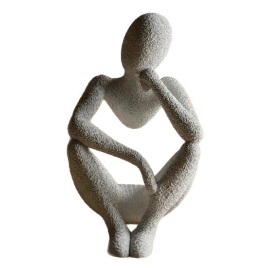 

Абстрактная статуэтка мыслителя Сидящая фигура в медитации Настольная фигурка философа для украшения дома, книжной полки, шкафа B