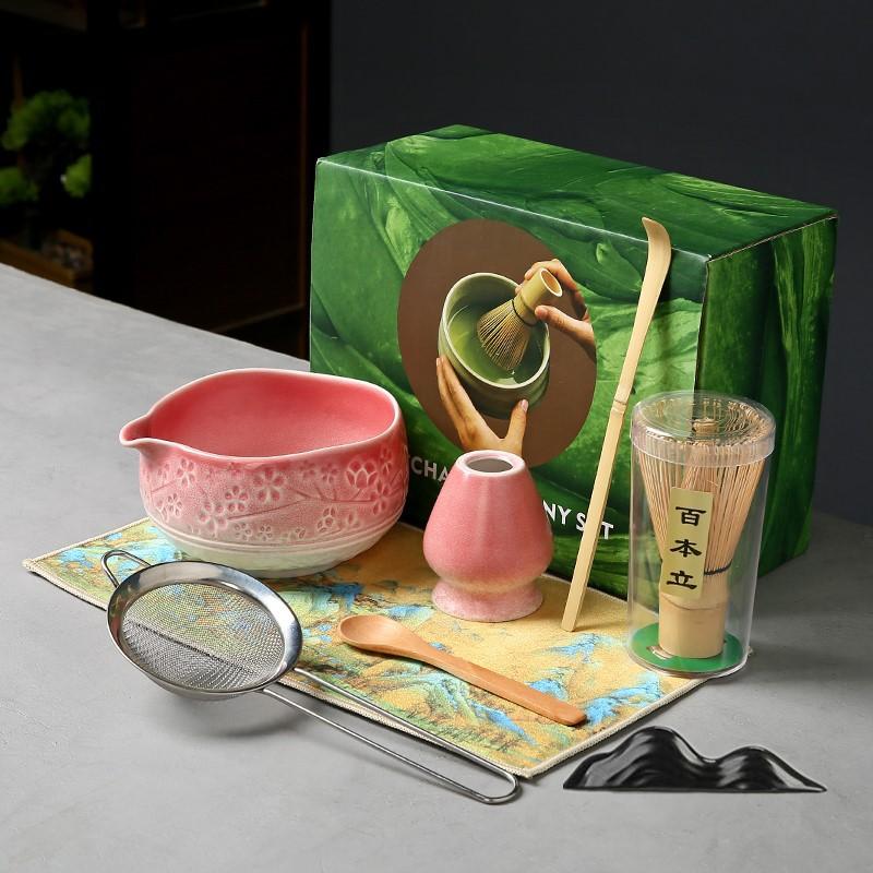 Japanese Style Ceramic Matcha Making Set Ceramic Bowl Matcha Teapoon Whisk Set Matcha Kit Gift Box Tea-making Accessories New