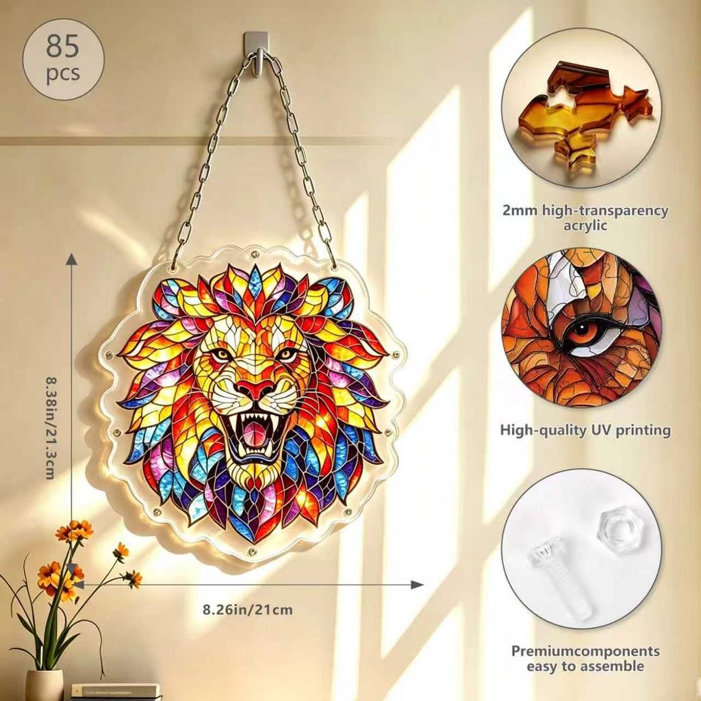 Wacocetoy Lion Sun Catcher Hanging Ornament - Irregular Acrylic Jigsaw Puzzle