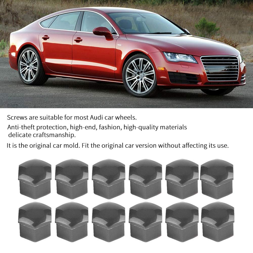 17mm Wheel Screw Cover Caps Set of 20 (16 Protectors + 4 Security-Style Locks) - Gray Replacement for Missing Lug Nut Covers, Fits Compatible Wheels,