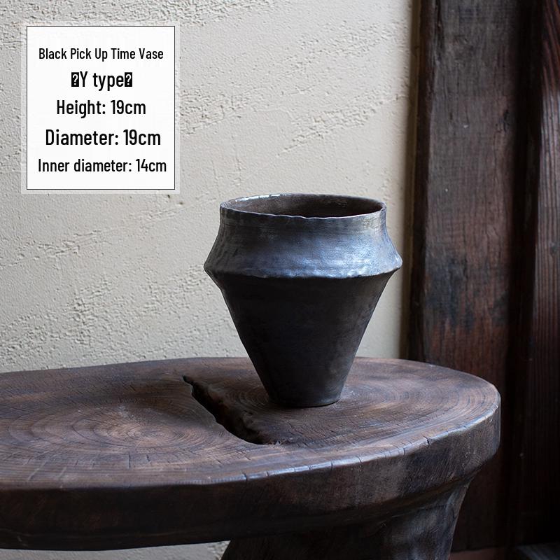 Ваби-Саби Винтажная Керамическая Ваза в Стиле Дзен для Цветов и Сухоцветов в Декоре Гостиной