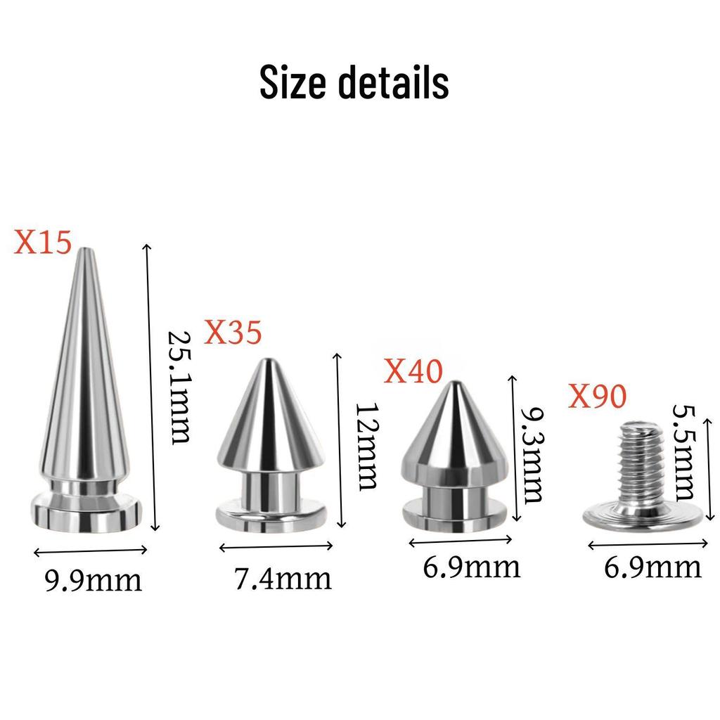 180-Piece Cone Rivet Set with Installation Tool for Leather Decoration
