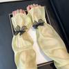 Sheer Mesh Arm Sleeve Tulle Lace Long Fingerless Gloves UV Protection Ice Silk Bowknot Sunscreen Sleeves for Party Outdoor Activities