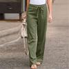 Women's Color Elastic Waist Breathable Loose Cotton And Linen Pants