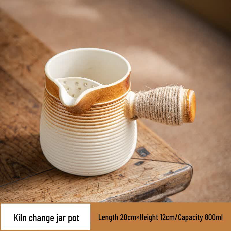 ZISIZ Large Capacity Stove-Top Tea & Milk Pot with Wood Lid
