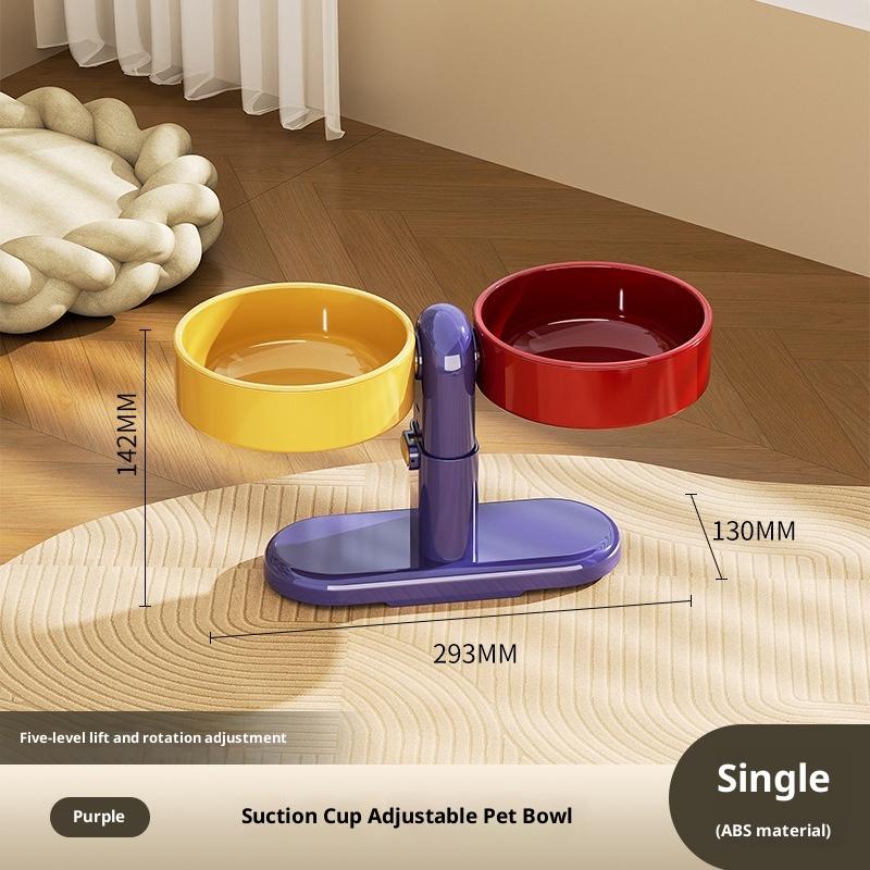 

Высокая двойная миска для питомца с регулируемой высотой, присоски, кормушка для питомца, защита от проливания, настенная, поворотный угол, приподнятая миска для питомца фиолетовый