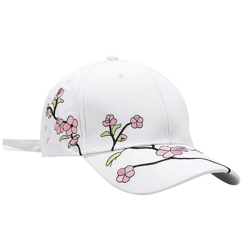 Baseballmütze mit Pfirsichblütenstickerei für den Sommer im koreanischen Stil für Damen, Freizeitmütze mit Entenzunge, Sonnenschutzkappe, Sonnenschirmhut