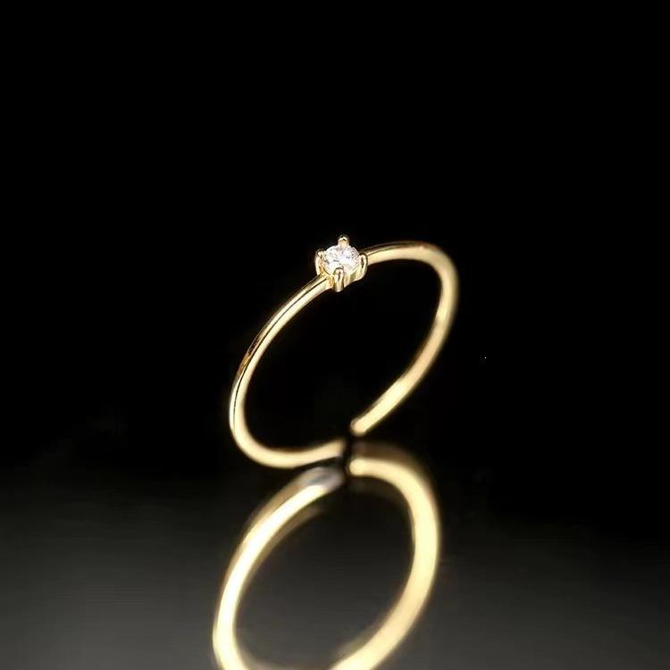 925 Silver-Plated Diamond Pinky Ring for Women - Niche Design, Minimalist Style, Light Luxury