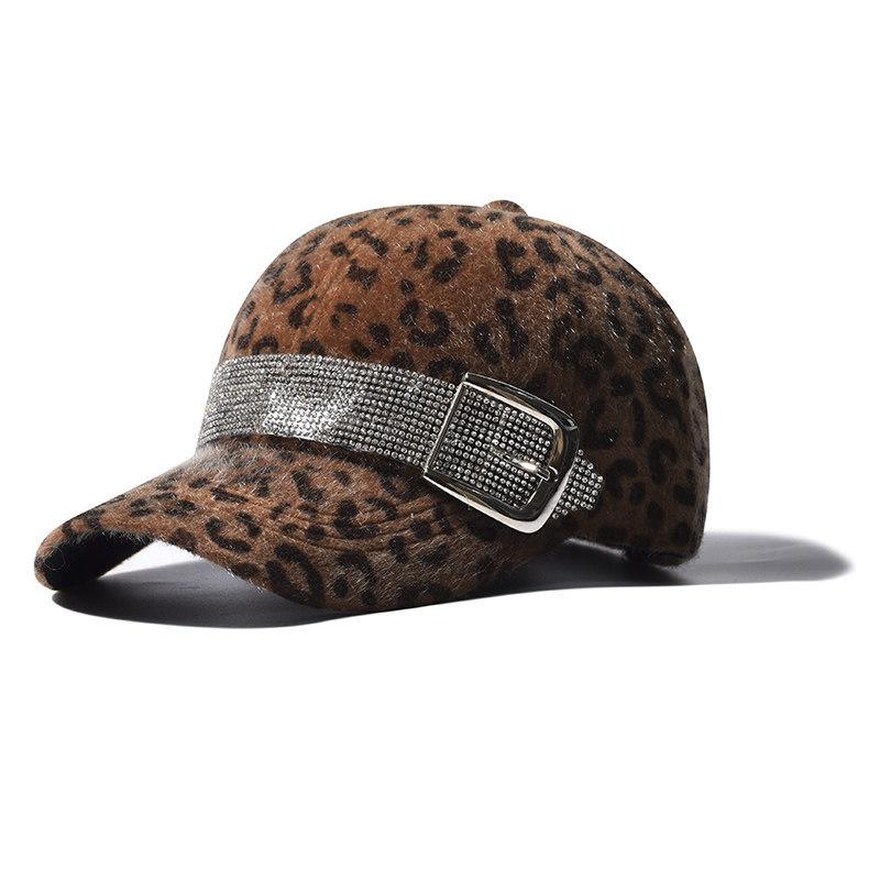 

Осінні та зимові шапки трендові універсальні леопардовий принт ромбоподібна кепка з козирком вулична мода бейсболка студентська шапка Adjustable