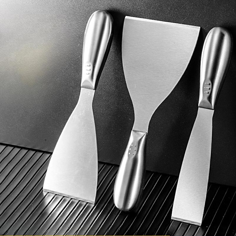 1 buc Spatulă de curățare din oțel inoxidabil îngroșat cu mâner de lemn, Artefact multifuncțional pentru răzuirea chitului, Spatulă integrată care nu zgârie
