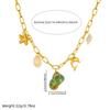 316L Stainless Steel Exquisite Green Conch Starfish Dolphin Shell Pendant Necklace Women Leisure Vacation Neck Chain