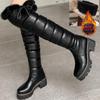 Plüsch Damen Schneestiefel Winterschuhe Wasserdicht 2024 Warmes dickes Fell Overknee High Boot Damen Schwarz Braun Marke Regenschuhe